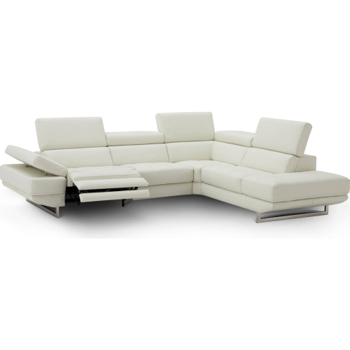 Annalaise Sectional Sofa w/ Right Facing Chaise in Snow White Leather